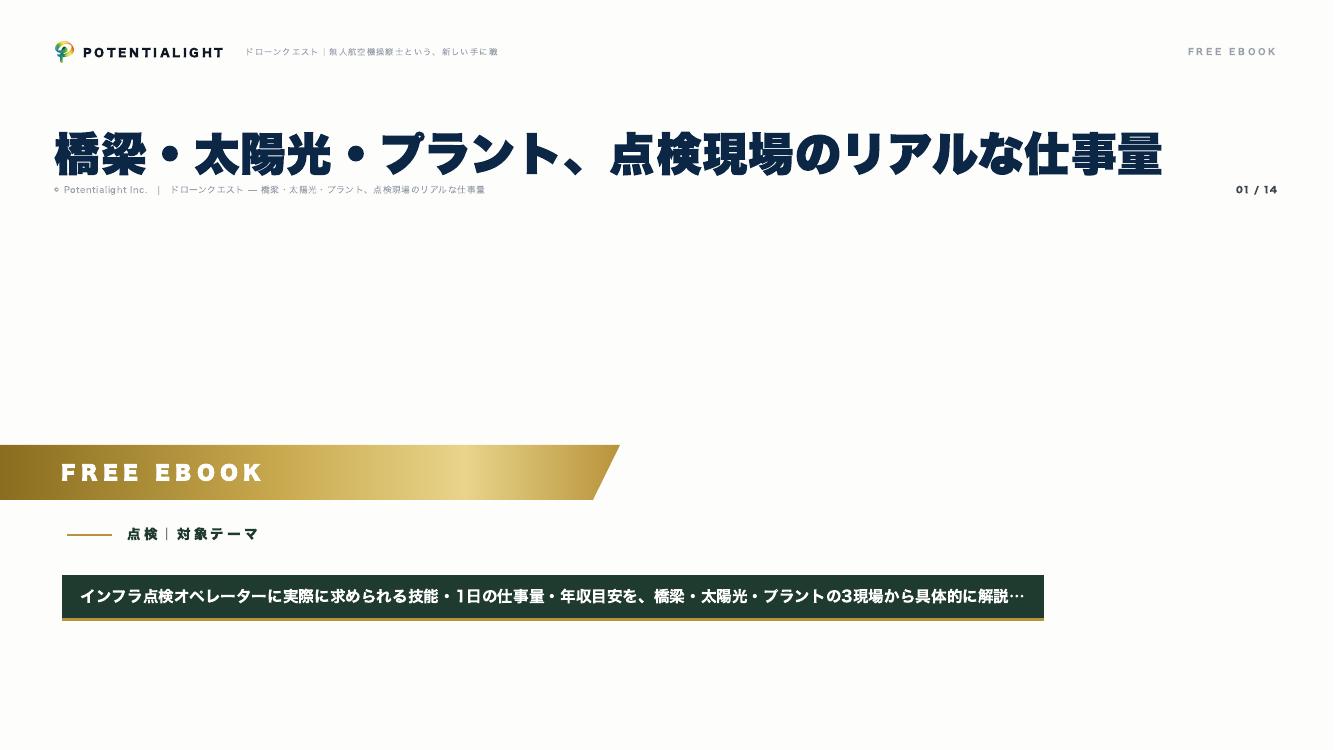 橋梁・太陽光・プラント、点検現場のリアルな仕事量 eBook表紙